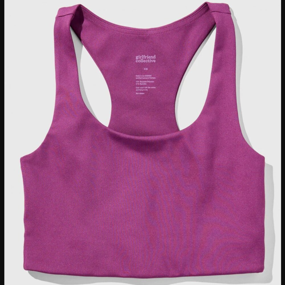 Girlfriend Collective Paloma Racerback Bra Wildflower Purple Size Small